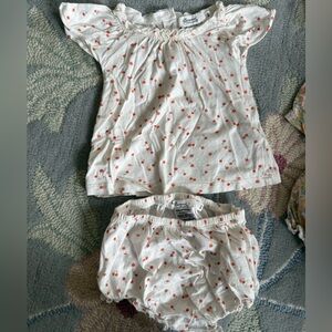 Bonpoint Cream and Red Cherry Print Set